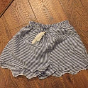 Blue and white striped shorts